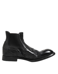 Dolce & Gabbana Schwarze Leder-Stiefeletten zum Hineinschlüpfen