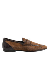 Dolce & Gabbana Braune Loafer Leder Slipper Herren Anzugschuhe
