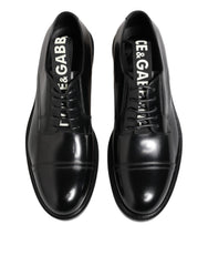 Dolce & Gabbana Schwarze Lederkleid Schnürschuhe Herren Formell