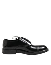 Dolce & Gabbana Schwarze Lederkleid Schnürschuhe Herren Formell