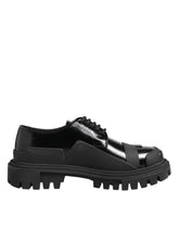 Dolce & Gabbana Trekking-Derby-Schuhe aus schwarzem Lackleder