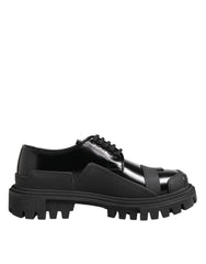 Dolce & Gabbana Trekking-Derby-Schuhe aus schwarzem Lackleder