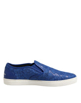 Dolce & Gabbana Blaue Leder Schnürschuhe zum Hineinschlüpfen