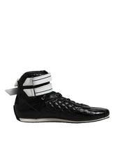 Dolce & Gabbana Schwarze gesteppte Leder-Schnürsneaker