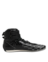 Dolce & Gabbana Schwarze gesteppte Leder-Schnürsneaker