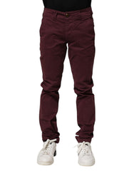 CYCLE Bordeauxrote Baumwoll-Stretch Skinny Fit Jeans für Herren