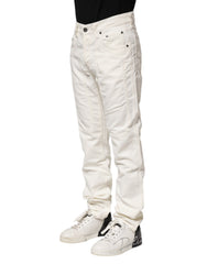 Jeckerson Weiße Baumwoll-Stretch Straight Fit Herren Jeans