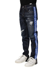Dolce & Gabbana Dunkelblaue zerrissene Skinny Jeans aus Denim