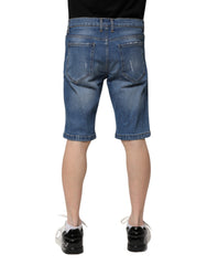 Dolce & Gabbana Blaue Herren-Bermuda-Jeansshorts aus Baumwoll-Stretch