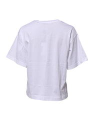 Dolce & Gabbana Weißes Baumwoll-T-Shirt mit Rundhalsausschnitt und Grafikdruck
