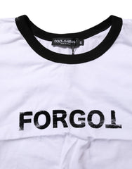Dolce & Gabbana White Graphic Print Crew Neck Cropped T-shirt