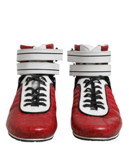 Dolce & Gabbana Rote gesteppte Leder-Schnürsneaker