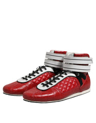 Dolce & Gabbana Rote gesteppte Leder-Schnürsneaker