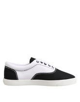 Dolce & Gabbana Schwarze Baumwoll-Canvas Schnürsneaker für Herren
