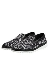 Dolce & Gabbana Schwarze bedruckte Herren-Slipper Loafer Schuhe