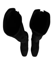 Dolce & Gabbana – Kniehohe Stiefel aus schwarzem Wildleder