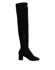 Dolce & Gabbana – Kniehohe Stiefel aus schwarzem Wildleder