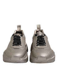 Dolce & Gabbana Silberne DAYMASTER Leder Herren Sneaker Schuhe