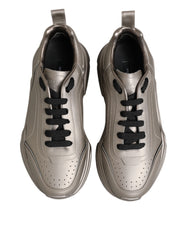 Dolce & Gabbana Silberne DAYMASTER Leder Herren Sneaker Schuhe