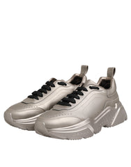Dolce & Gabbana Silberne DAYMASTER Leder Herren Sneaker Schuhe