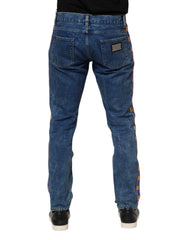 Dolce & Gabbana Blaue Baumwoll-Denim-Jeans mit Logo-Plakette