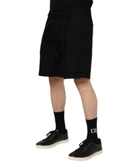 Dolce & Gabbana Schwarze Baumwoll-Bermudashorts für Herren, knielang