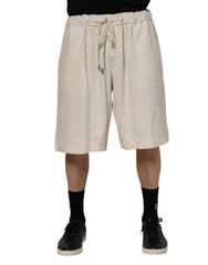 Dolce & Gabbana Ivory Cotton Men Bermuda Sweatshorts Shorts