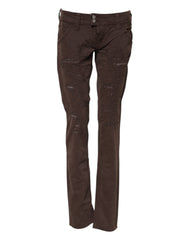 CYCLE Braune Baumwoll-Low-Waist Skinny Casual Jeans