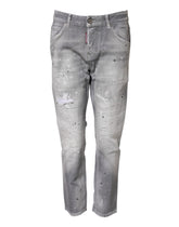 Dsquared² Graue Washed Mid-Waist Tapered Jeans