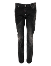 Dsquared² Schwarze gewaschene Tapered Denim Jeans mit mittlerer Bundhöhe