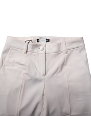Dolce & Gabbana Weiße Hose aus Wolle mit hohem Bund und schmal zulaufendem Bein