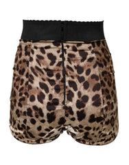 Dolce & Gabbana Braune Leopard High Waist Hot Pants Shorts