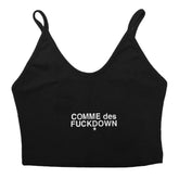 Comme Des Fuckdown Black Cotton Women Crop Top