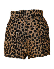Dolce & Gabbana Braune Leopard High Waisted Hot Pants Shorts