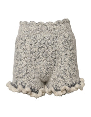 Dolce & Gabbana Metallic-Bouclé-Strick-Kaschmir-Rüschenshorts
