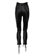 Dolce & Gabbana Schwarze High-Waist-Skinny-Hose mit Spitzendetails