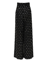 Dolce & Gabbana Schwarze Weite Hose mit Kristallverzierung