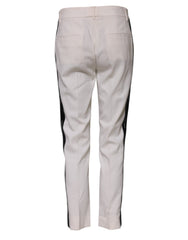 Dolce & Gabbana Weiße Hose aus Wolle mit mittlerer Taille und schmal zulaufendem Bein