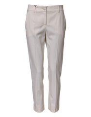 Dolce & Gabbana Weiße Hose aus Wolle mit mittlerer Taille und schmal zulaufendem Bein