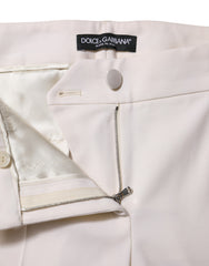 Dolce & Gabbana Weiße Hose aus Wolle mit mittlerer Taille und schmal zulaufendem Bein