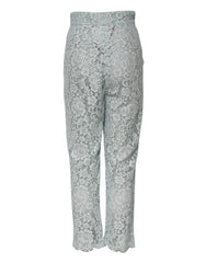 Dolce & Gabbana Mintgrüne Hose aus Baumwollspitze mit Blumenmuster