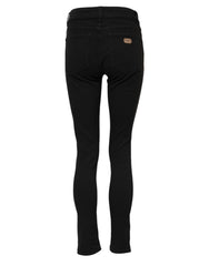 Dolce & Gabbana Schwarze Baumwoll-Logo Skinny Mid-Waist Jeans