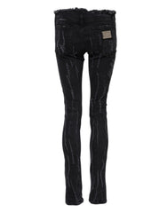 Dolce & Gabbana Schwarze zerrissene Skinny Jeans aus Baumwolle
