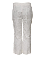 Dolce & Gabbana Weiße Baumwollhose mit Blumen-Jacquard