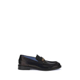 Versace Black Calf Leather Bos Taurus Slip-On Loafers