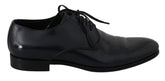 Dolce & Gabbana Blaue Leder Derby Formelle Herrenschuhe