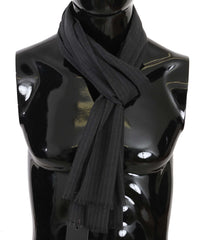 Dolce & Gabbana Grauer Schal aus 100 % Wolle mit Streifenmuster