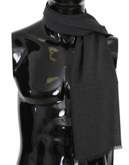 Dolce & Gabbana Grauer Schal aus 100 % Wolle mit Streifenmuster