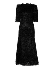 Dolce & Gabbana Metallic-schwarzes A-Linien Midikleid aus Polyester