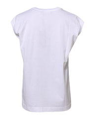 Dolce & Gabbana Weißes ärmelloses Damen Tanktop aus Baumwolle